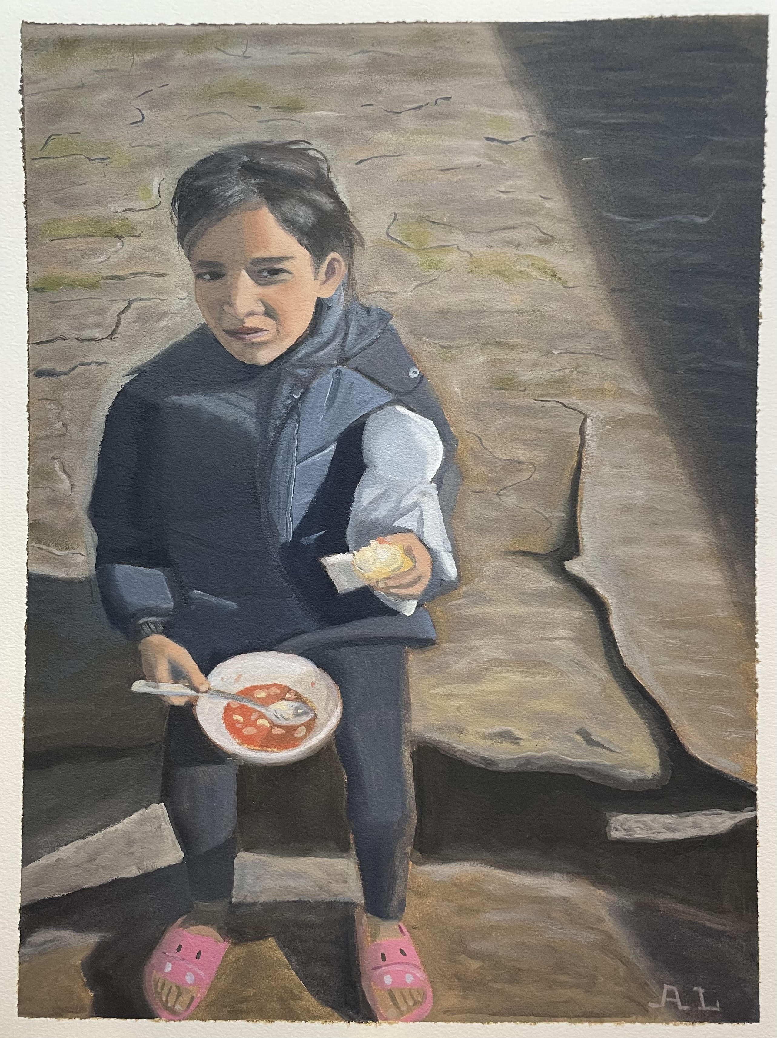 Babadag Child with Doll, Soup and Bread